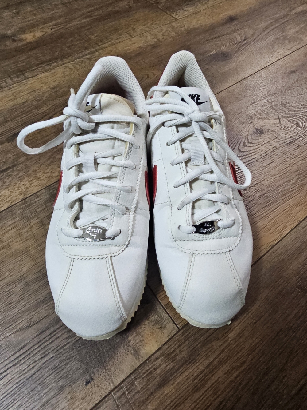 Nike Cortez Sneakers with White And  Red Swoosh and Blue Midsole Stripe - Picture 2 of 5
